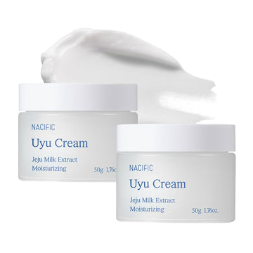 Nacific Uyu Cream Double Set (50Ml 1.69Fl.Oz*2) Milk Jeju Island, 100 Hours Lasting, Deep Moisture, Ceramides, Niacinamide