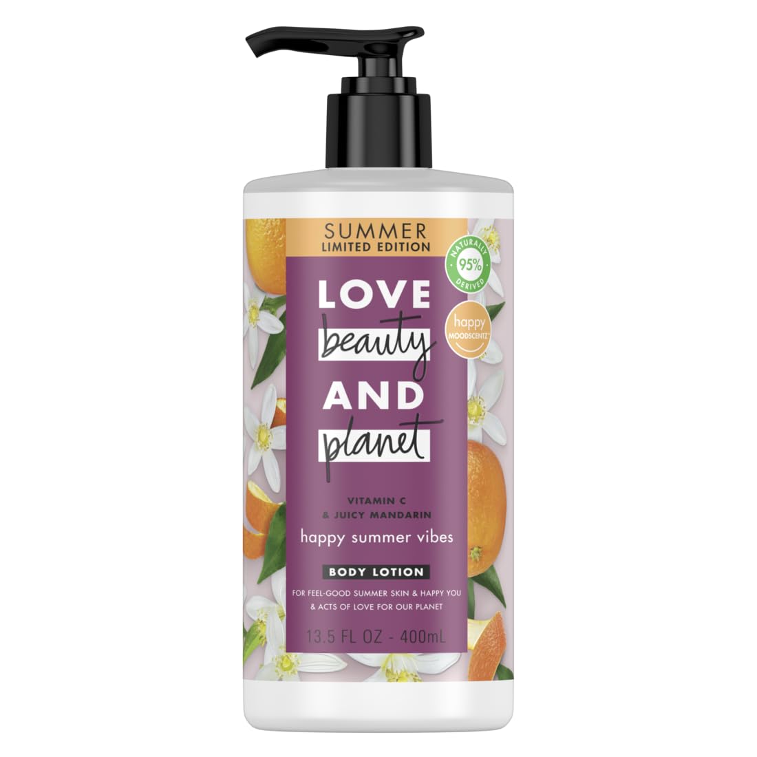 Love Beauty And Planet Happy Summer Vibes Body Lotion Vitamin C & Juicy Mandarin, Natural Ingredients, Plant-Based Moisturizers, Vegan, Cruelty-Free 13.5 oz : Baby