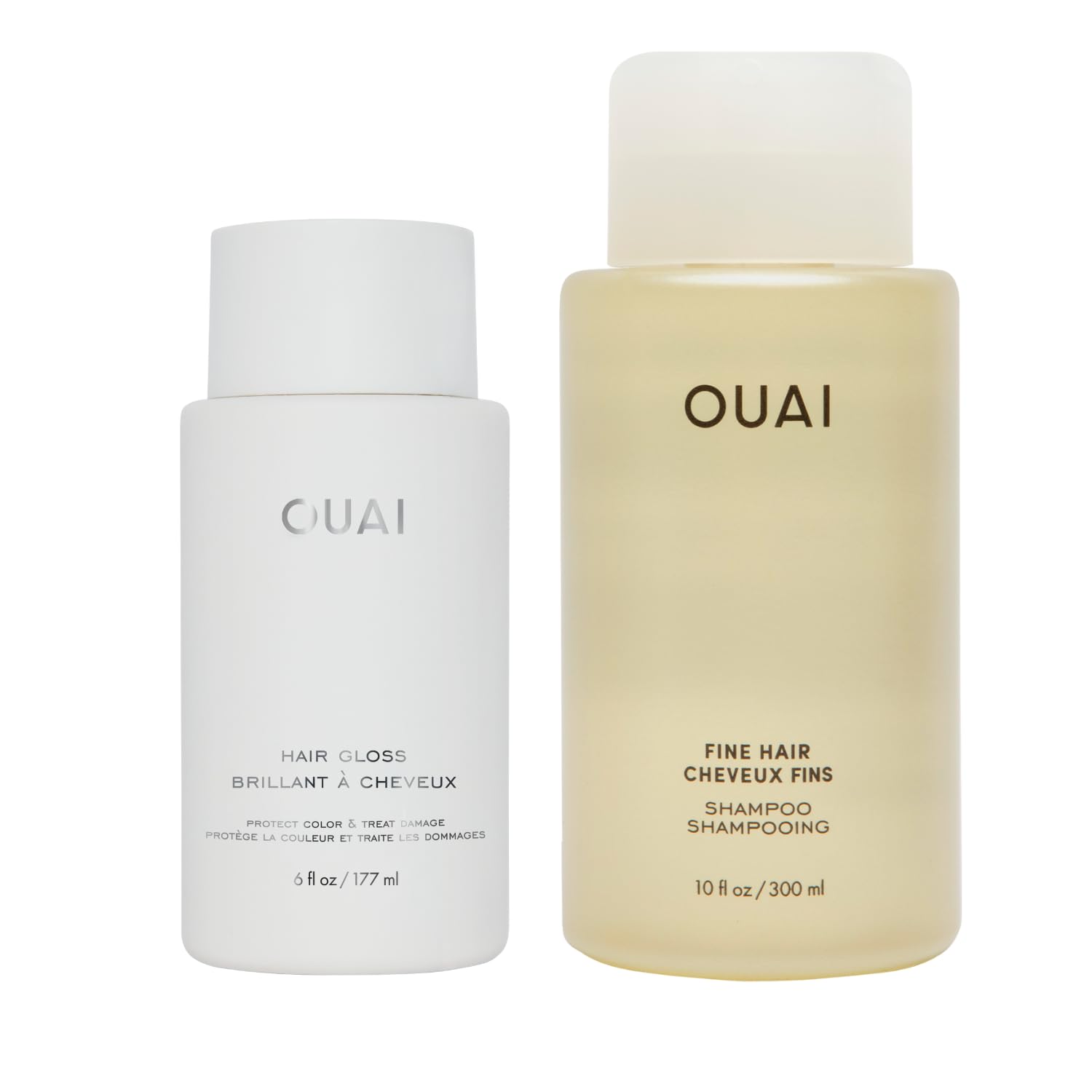 OUAI Hair Gloss Bundle, Fine Hair - Includes Hair Gloss and Fine Shampoo - Volumizing, Frizz-Control Hair Bundle (2 Count, 6 Oz/ 10 Fl Oz)