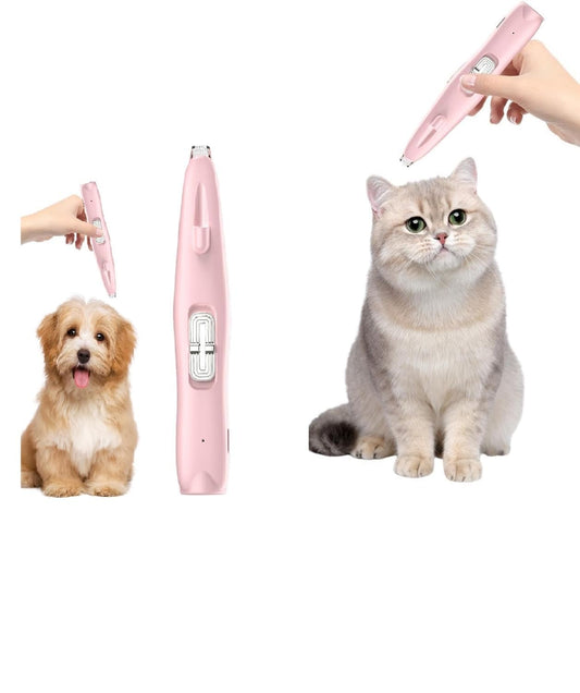 Dog & Cat Paw Hair Trimmer – LED Light, Low-Noise Electric Pet Grooming Clippers for Paws, Face & Ears – Safe & Precise Pet Hair Trimmer for Dogs & Cats (PINK)