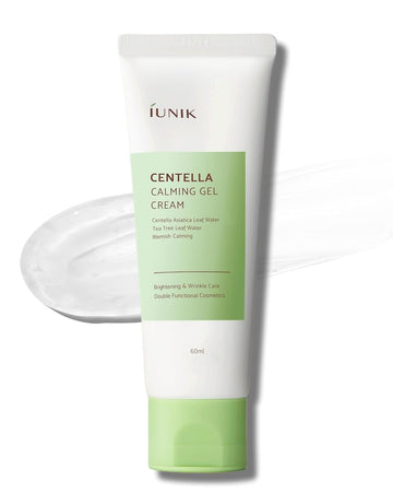 Iunik Centella 70% Calming Gel Cream Vegan Non-Sticky Moisturizing Blemish Care W/Centella Asiatica Tea Tree 10% Soothes Acne Rosacea Oily & Sensitive Skin Korean Skincare Bogo 1+1