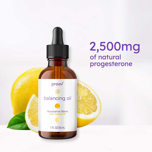 Proov Balancing Oil For Face And Body With 2500 Mg Bio-Identical Usp Natural Progesterone, Mct Oil And Vitamin E Oil (And Lemon Oil) L Dry Skin & Menopause Support For Women | 1 Fluid Oz/30Ml