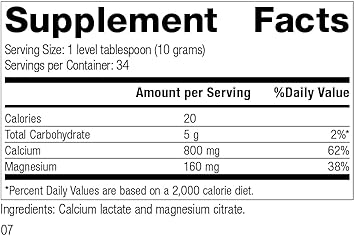 Standard Process Calcium Lactate Powder - Immune Support And Bone Strength - Bone Health And Muscle Supplement With Magnesium And Calcium - 12 Ounces