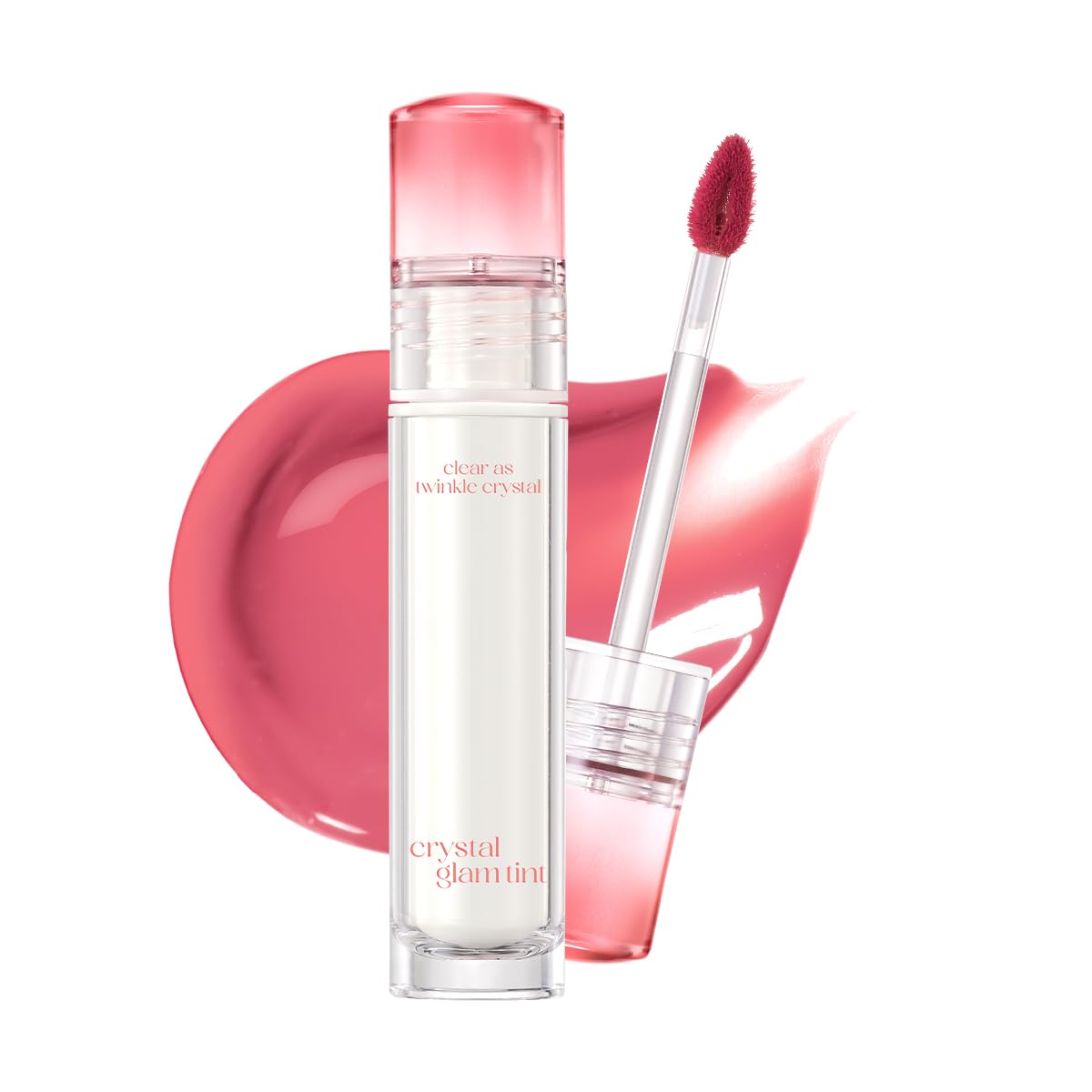 Clio Crystal Glam Tint (018 Fresh Apple), Glossy Finish, Lightweight, Weightless, Buildable, Glass-Like, Smoothing, Long-Lasting, Vivid, Transparent, Shiny, Moisturizing Lip Stain, Korean Lip Tint