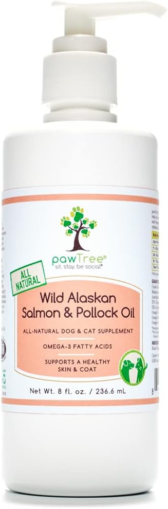 pawTree Salmon Oil-Dog and Cat Fish Oil Supplement-Ideal for excessive shedding control, seasonal allergies, itch relief, dry, irritated skin. With over 15 heart-healthy Omega-3 & Omega-6 Fatty Acids