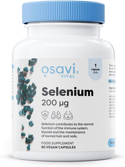 Osavi Selenium 200 µg – 90 Vegan Capsules | Highly Absorbable L–Selenomethionine | Supports Immune System, Thyroid Function & Normal Hair & Nails | Protects Cells From Oxidative Stress