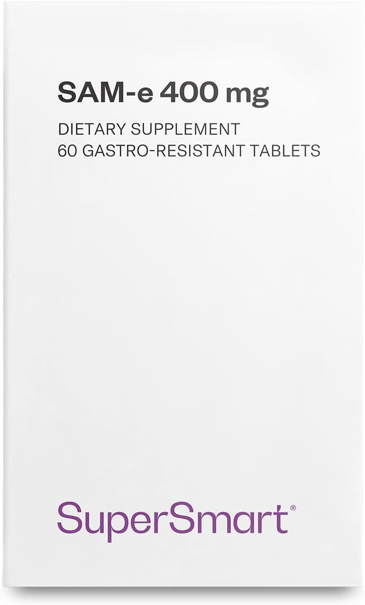 Supersmart - Sam-E 400Mg (80% Active Isomer S,S) - Advanced S-Adenosyl Methionine Sam-E Supplement | Non-Gmo & Gluten Free - 60 Enteric Coated Tablets