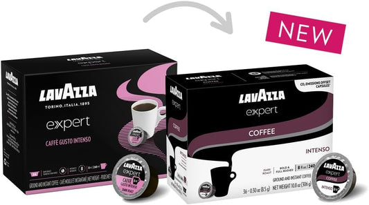 Lavazza Expert Intenso Coffee Capsules, Intense, Dark Roast, Intenisty 9 Out Of 10, Notes Of Spicy, Coffee Preparation, Blended And Roasted In Italy, (36 Capsules)