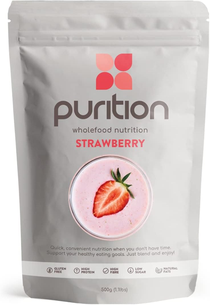 Purition Strawberry - Natural, Gluten Free, High Protein, Keto, Meal Replacement Shake For Healthy Weight Management