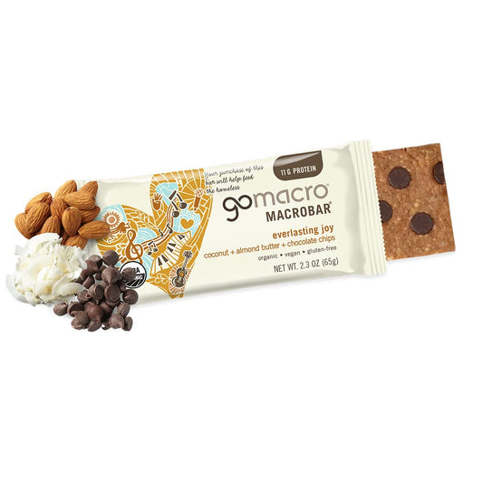 Gomacro Macrobar Organic Vegan Protein Bars - Coconut + Almond Butter + Chocolate Chips (2.3 Ounce Bars, 12 Count)