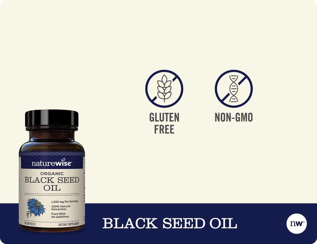NatureWise Black Seed Oil - 1250mg Per Serving, 100% Natural Extractio