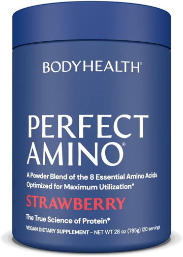 Bodyhealth Perfectamino Powder - Bcaa And Eaa Powder For Pre And Post Workout - Amino Acid Energy Drink Powder For Men And Women To Support Lean Muscle And Recovery - Strawberry - 120 Servings