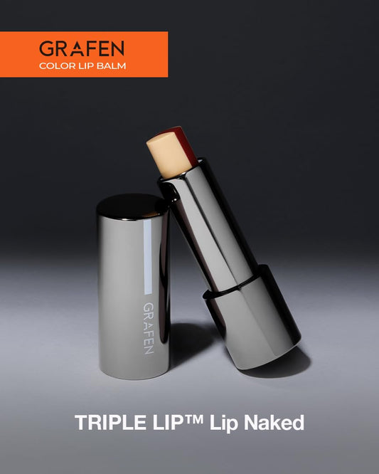 Grafen Triple Color Lip Balm Red Brown | Tinted Lip Balm For Men | Korean Lip Butter Triple Layers Of Lip Care & Lip Coloring | Metal Container & Magnetic Cover