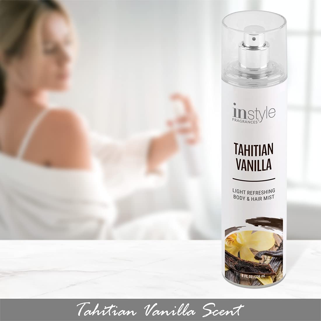 Instyle Fragrances | Body & Hair Mist | Tahitian Vanilla Scent | With Panthenol | Clean, Vegan, Paraben Free, Phthalate Free | Premium 8 Fl Oz Spray Bottle : Beauty & Personal Care