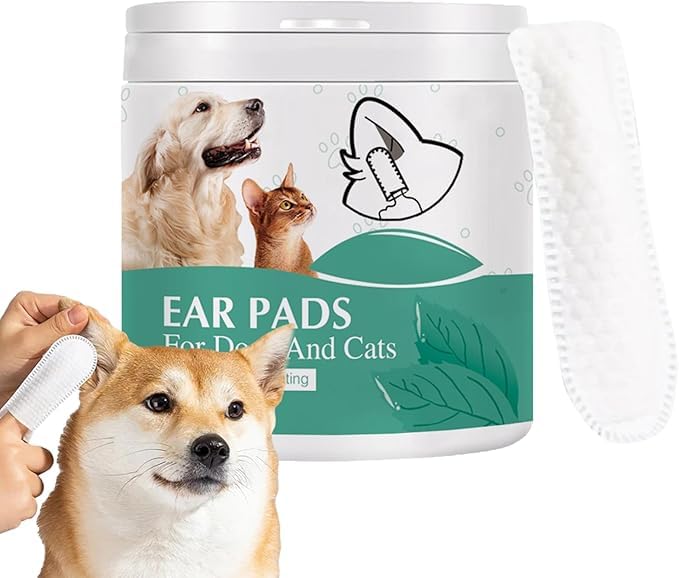 Dog Ear Cleaning fingure Wipes- Ear Cleaner Finger Wipes, Pet Teeth Cleaning Finger Cots, Clean Ear Finger Pads for Dogs, Best Teeth Finger Pads, Thick Dog Cleaning Wipes(50pcs)