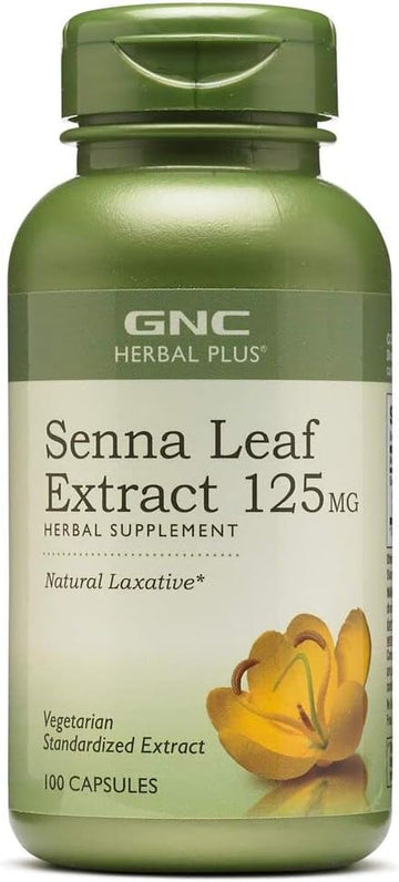 Gnc Herbal Plus Senna Leaf Extract 125Mg, 100 Capsules, A Natural Laxative