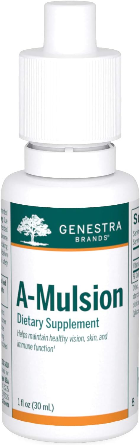 Genestra Brands A-Mulsion | Vitamin A Liquid To Support Immune System, Skin, Vision, Bones, And Teeth* | 1 Fl Oz | Citrus Flavor