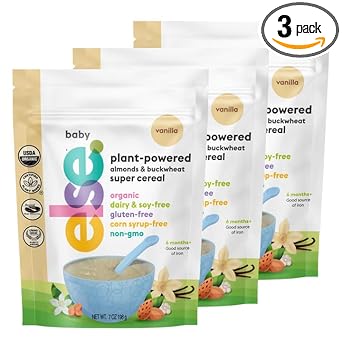 Else Nutrition Super Cereal For Babies 6 Mo+, Made With Real Whole Plants For A Nutritionally Balanced Meal, With Gluten Free Carbs And Plant Protein (Vanilla, 3 Pack)