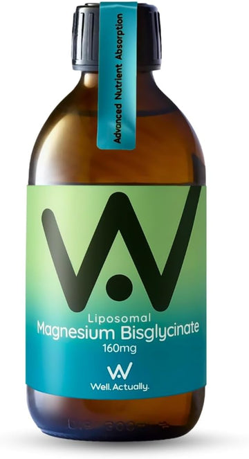 Well Actually Liposomal Magnesium Glycinate High Strength 2000Mg - High Bioavailability Liquid Magnesium Bisglycinate Supplement For Brain, Muscle, Sleep Support - Lime & Blackberry (250 Ml)