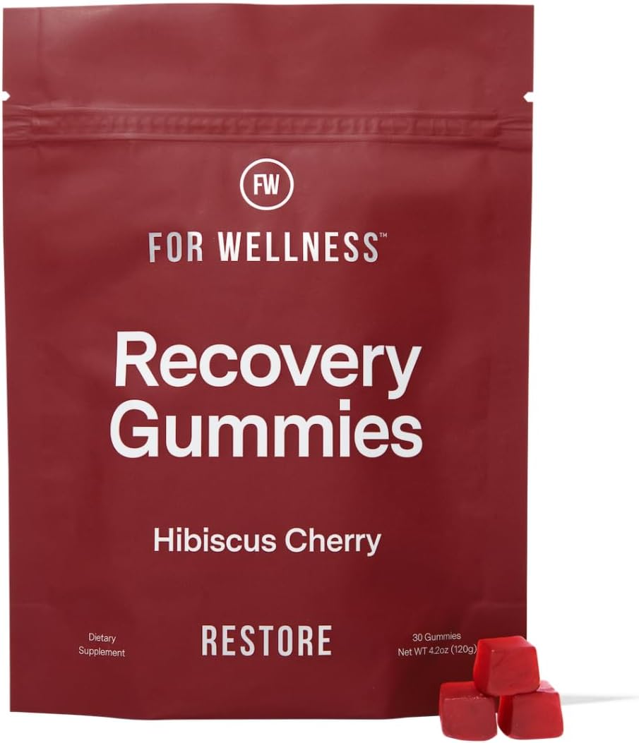 For Wellness Recovery Gummies™ Hibiscus Cherry (30 Gummies) – Supports Muscle Recovery, Combats Soreness & Boosts Energy