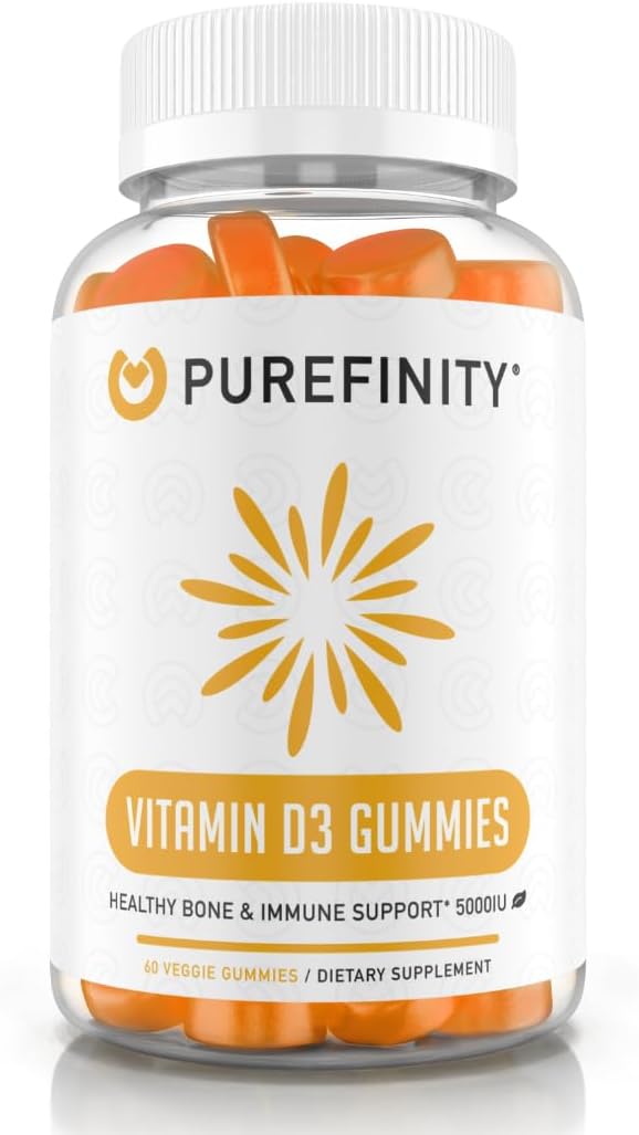 Vitamin D3 5000iu Gummies ? D3 Supplement for Bone Health, Immune Health, Joint Muscle Support for Adults & Kids ? Gluten Free, Non-GMO, Vegan ? 60 Gummies