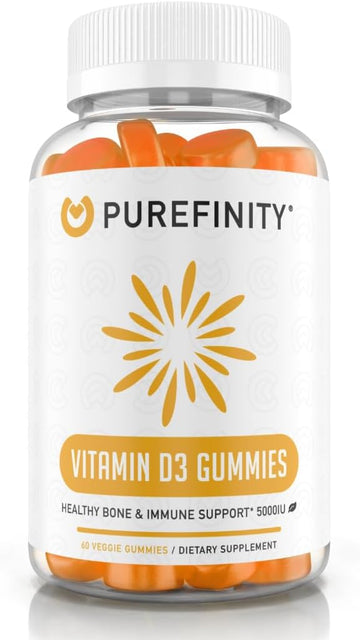 Vitamin D3 5000iu Gummies ? D3 Supplement for Bone Health, Immune Health, Joint Muscle Support for Adults & Kids ? Gluten Free, Non-GMO, Vegan ? 60 Gummies
