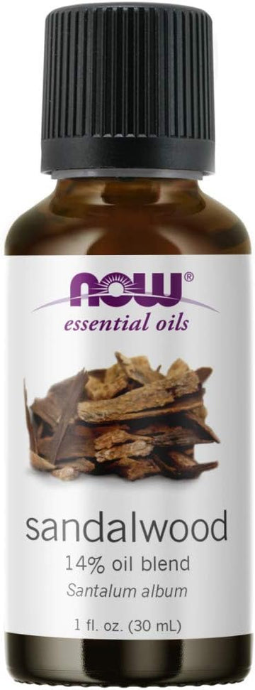 Now Essential Oils, Sandalwood Oil, 14% Blend Of Pure Sandalwood Oil In Pure Jojoba Oil, Grounding Essential Aromatherapy, Child Resistant Cap, 1-Ounce