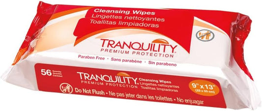 Tranquility Cleansing Wipes, Adult Size Disposable Wet Washcloths, Enriched with Aloe Vera, Chamomile,& Vitamin E, Hypoallergenic, Alcohol-Free, Mild Scented, 9"x13", 56ct Bag (Case of 7) : Health & Household