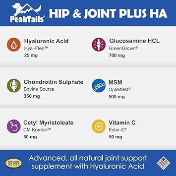 Kala Health Peaktails Hip & Joint Plus Ha For Dogs – 150 Tablets, Glucosamine, Chondroitin, Optimsm, Ester-C & Hyaluronic Acid – Supports Joint Mobility & Comfort : Pet Supplies