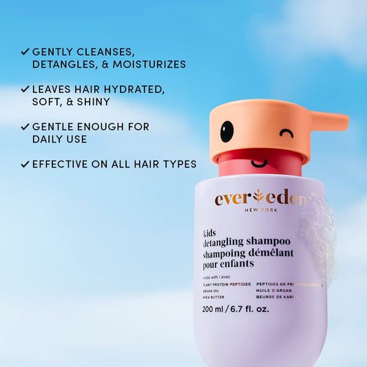 Evereden Kids Shampoo - Detangling, 6.7 fl oz. | Plant Based Kids Haircare | Clean and Non-toxic Ingredients | Natural Kids Shampoo