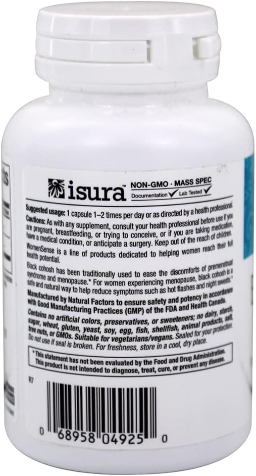 Natural Factors - WomenSense Women's Black Cohosh Extract 40mg, Menopausal Symptom Support, 90 Vegetarian Capsules : Health & Household