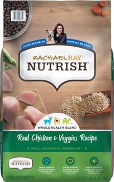Rachael Ray Nutrish Premium Natural Dry Dog Food, Real Chicken & Veggies Recipe, 28 Pounds (Packaging May Vary)