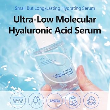 Isntree Ultra-Low Molecular Hyaluronic Acid Serum 50Ml, 1.69 Fl.Oz | Quick Absorbing | Deep Hydration & Skin Smoothing | Korean Skincare | Vegan Skincare