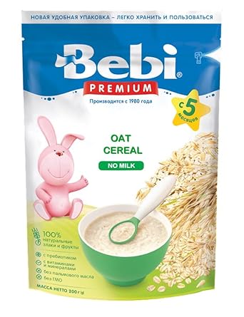 Bebi Premium No Milk - Oat 200G From 5 Months - Ziplock Packaging No Gmo No Palm Oil, Baby Kasha Cereal For Babies, Imported From Europe