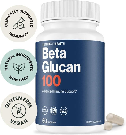 Better Way Health™ - Advanced Immune Readiness - Highly Purified 1,3/1,6 Beta Glucan 100 - Clinically Tested Immune Defense - 100Mg/60 Capsules