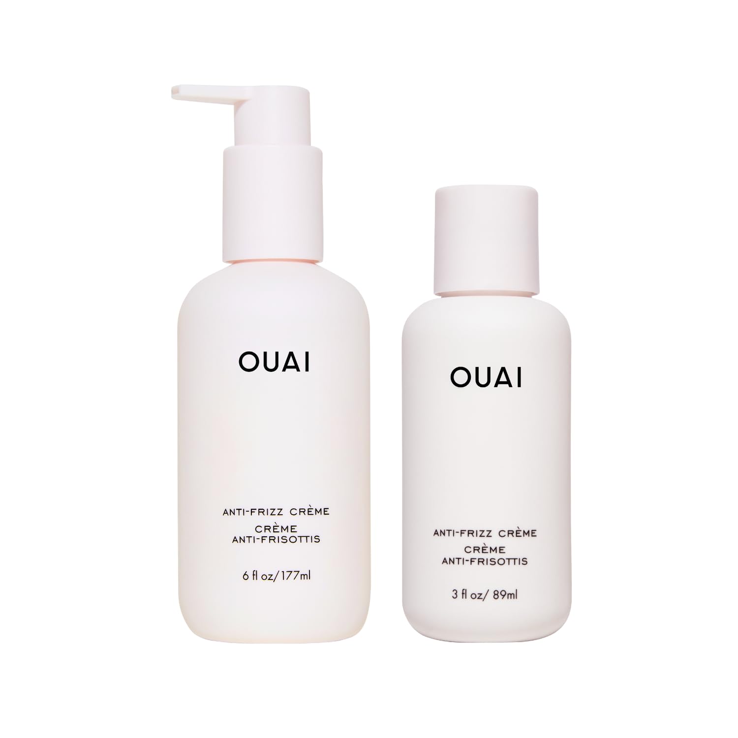 OUAI Anti Frizz Cream Travel Duo - Moisturizing Hair Cream with Frizz Control & Heat Protection - Provides Lasting Hydration with Jackfruit & Beetroot - Paraben & Sulfate Free (2 Count, 6 Oz/ 3 Oz)