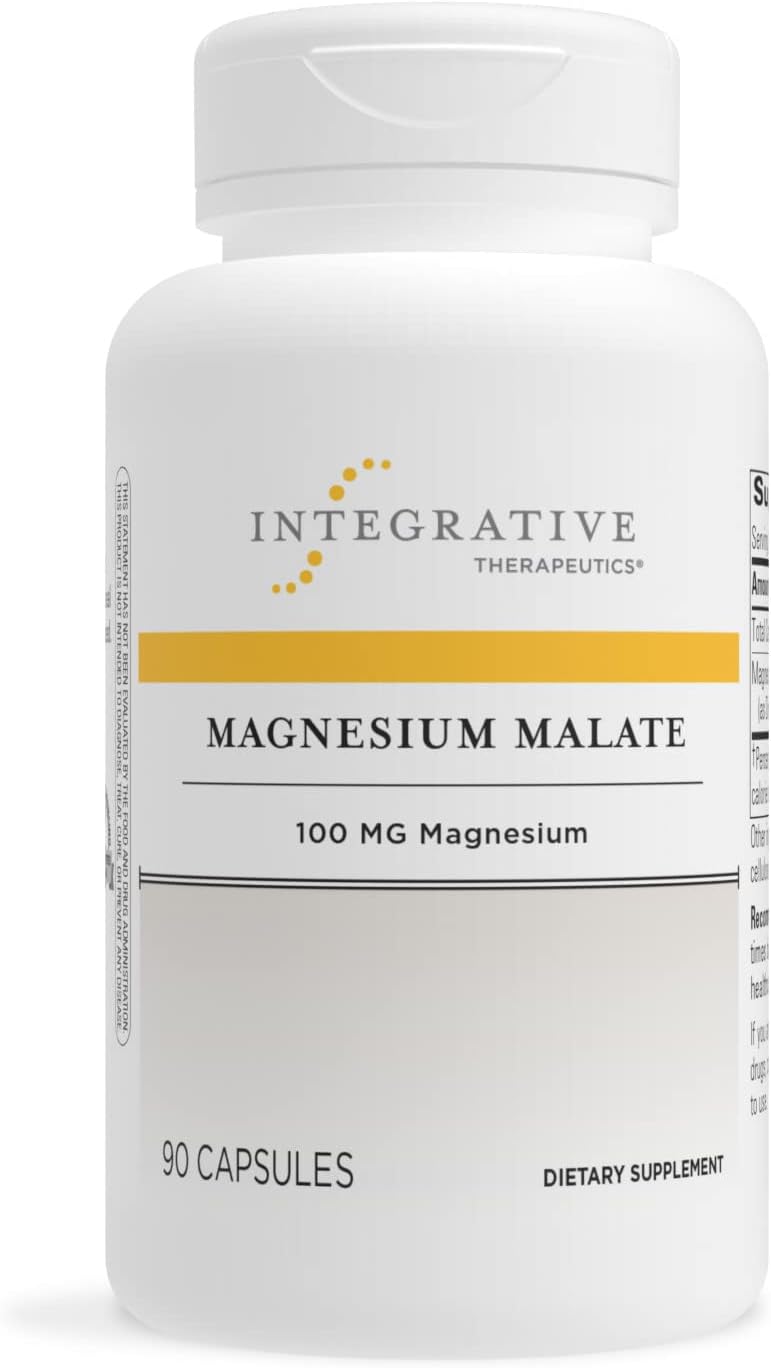 Integrative Therapeutics Magnesium Malate - Supplement With Elemental Magnesium - Supports Cellular Metabolism* - Vegan, Gluten-Free & Dairy-Free Mineral Supplement - 100 Mg, 90 Capsules