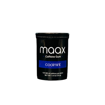 Maax Caffeine Energy Gum | Focus Gum | 125Mg Of Caffeine Per Piece | Coolmint | 25 Pieces Per Container