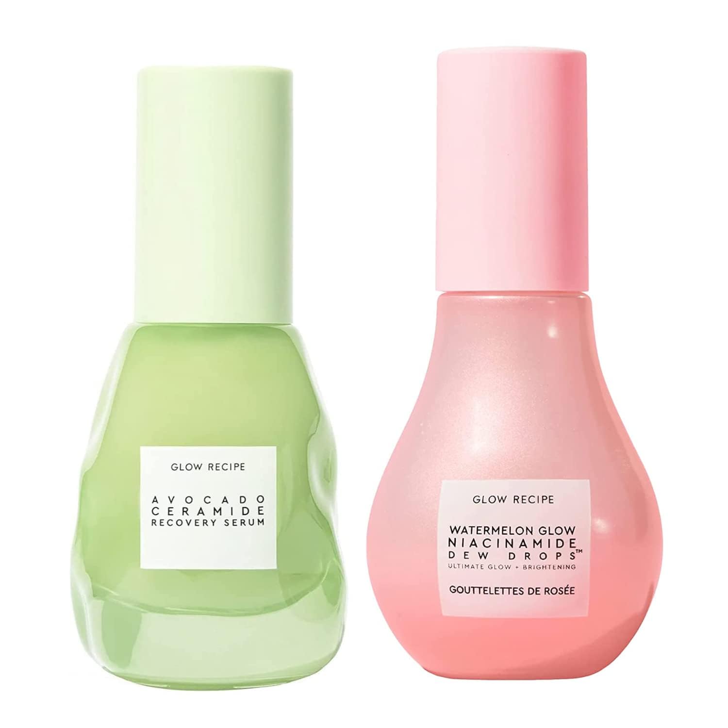 Glow Recipe Brighten + Soothe Serum Duo - Watermelon Glow Niacinamide Dew Drops (40Ml) Highlighting Serum + Avocado Ceramide Recovery Serum (30Ml) To Reduce Look Of Redness + Hyperpigmentation