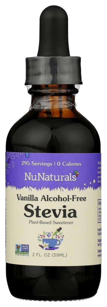 Nunaturals Liquid Stevia, Sugar-Free Sweetener, Plant-Based Sugar Substitute, Zero Calorie, Vanilla Alcohol Free, 2 Oz (Pack Of 2)