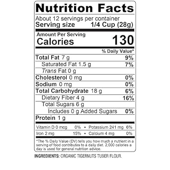 Bareorganics Tiger Nut Flour, 12 Oz : Grocery & Gourmet Food