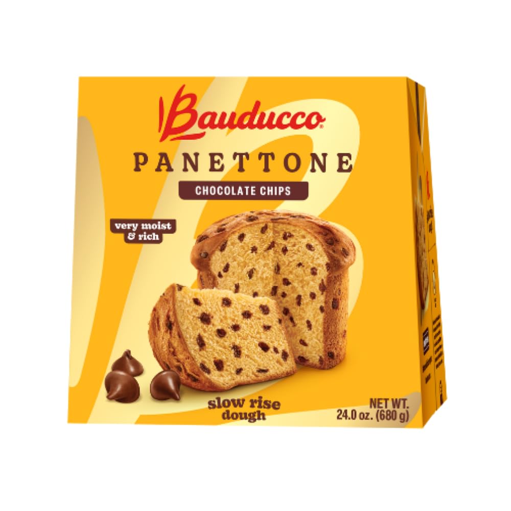 Bauducco Panettone With Chocolate Chips, Moist & Fresh, Traditional Italian Recipe, Italian Traditional Holiday Cake 24.0Oz (Pack Of 1)