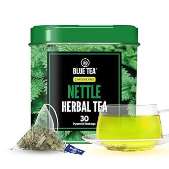 Blue Tea - Nettle Tea - 30 Tea Bags (Plant Based) | Super Anti-Oxidant | Herbal Tea - Caffeine Free Calming Tea - Vegan - Non-Bitter- Non-Gmo - Natural Ingredients | Leaf- Based | Tin Pack