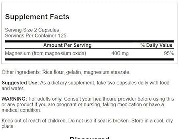 Swanson Magnesium 200 Milligrams 250 Capsules