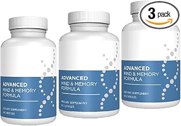 Advanced Memory Formula Extreme Brain Booster, Brain Supplement For Memory, Focus And Mental Performance, Memory Vitamins For Better Brain Health 180 Capsules (3 Pack)