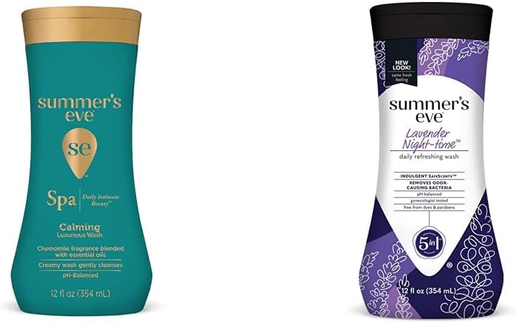 Summer'S Eve Spa Chamomile & Lavender Night Feminine Washes Bundle - 2 Bottles Of 12Oz Ph-Balanced Intimate Body Wash