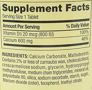 Spring Valley Natural Vitamin D Bone Health Calcium- 600mg and 250 Tablets