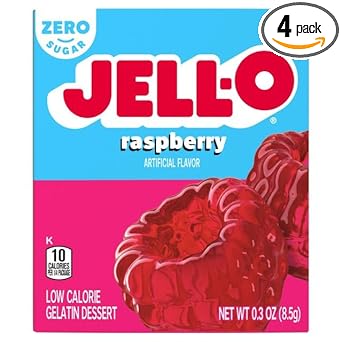 Jell-O Raspberry Sugar Free Gelatin Dessert, 0.3 Oz (4 Pack)