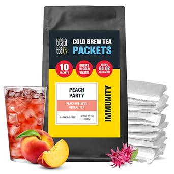 Tiesta Tea - Peach Party Cold Brew, Premium Loose Leaf Blend, Non-Caffeinated Iced Tea, 10 Cold Brew Tea Packets - Brews One 64Oz Pitcher