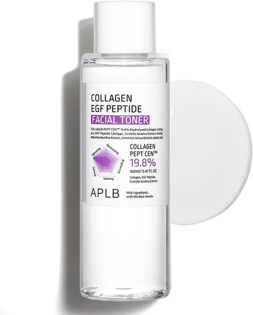 Aplb Collagen Egf Peptide Facial Toner | Collagen Pept Cen™ 19.8% 5.41 Fl.Oz/Korean Skincare, Elasticity Care, Replenishing Moisture, Revitalize For Gentle And Improve Skin Texture